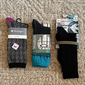 Smartwool Black Casual Socks, windRiver hiking sock and McGregor wool socks